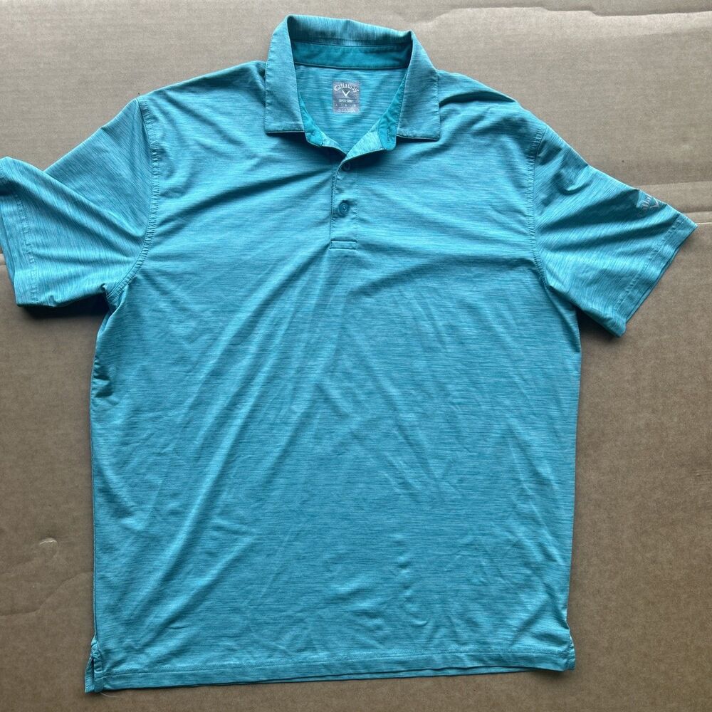 Callaway Polo Shirt Large Teal Blue Performance Golf Opti Dri Mens